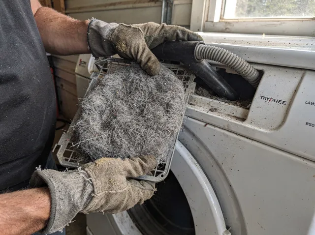 Cleaning Dryer Lint Trap in Ledyard