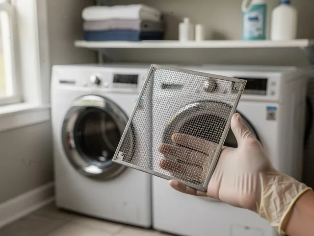 Ledyard Dryer Vent Cleaning specialist performing detailed lint trap cleaning service in Ledyard
