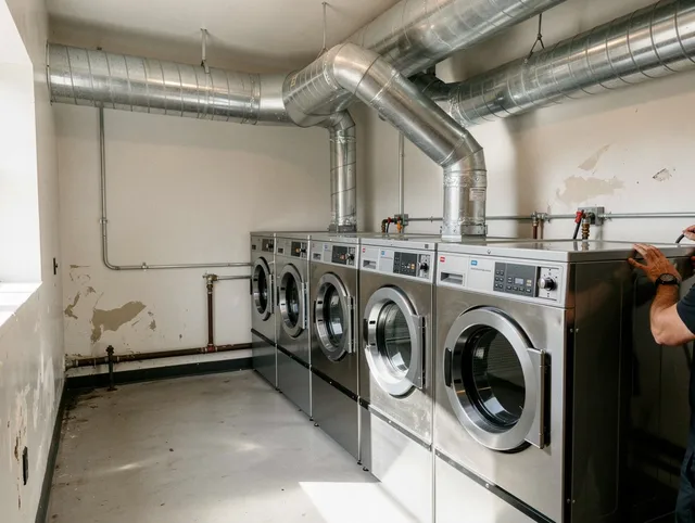 Ledyard Dryer Vent Cleaning team performing large-scale commercial dryer vent cleaning in Ledyard