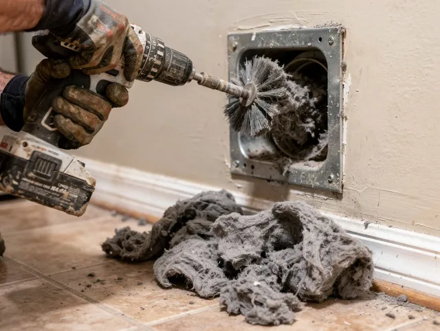 Certified Ledyard Dryer Vent Cleaning technician performing dryer vent cleaning in Ledyard